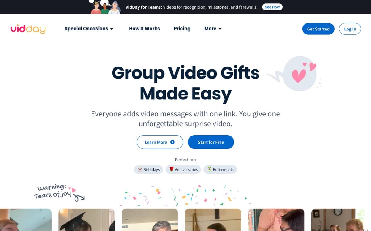 VidDay’s home page